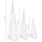 vidaXL Set cono luz LED decorativo acrílico blanco frío 30/45/60cm vidaXL Set cono luz LED decorativo acrílico blanco frío 30/45/60cm