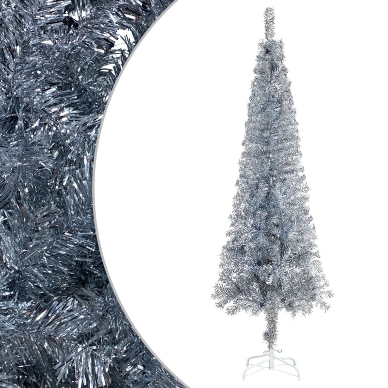 vidaXL Árbol de Navidad delgado plateado 120 cm vidaXL Árbol de Navidad delgado plateado 120 cm