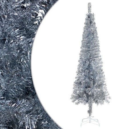 vidaXL Árbol de Navidad delgado plateado 120 cm 