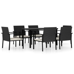 vidaXL Conjunto de comedor de jardín 7 piezas ratán sintético negro