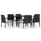 vidaXL Conjunto de comedor de jardín 7 piezas ratán sintético negro