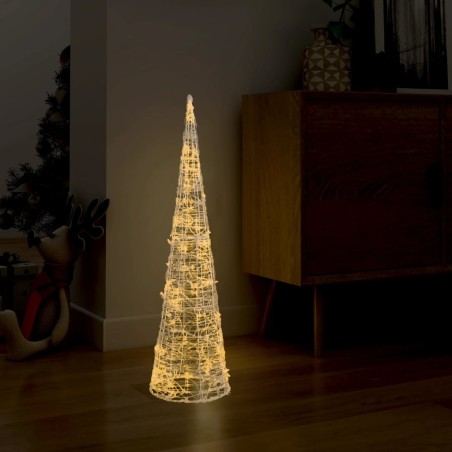 vidaXL Pirámide decorativa cono acrílico luces LED blanco cálido 90 cm