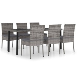 vidaXL Juego de comedor para jardín 7 piezas ratán sintético gris