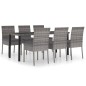 vidaXL Juego de comedor para jardín 7 piezas ratán sintético gris
