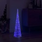 vidaXL Cono de luz LED de pirámide decorativo acrílico azul 90 cm vidaXL Cono de luz LED de pirámide decorativo acrílico azul 90 cm
