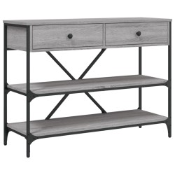 vidaXL Mesa consola con cajones estantes madera ingeniería Sonoma gris