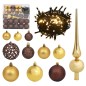vidaXL Set de bolas de Navidad 120 pzas con pico 300 LED dorado bronce vidaXL Set de bolas de Navidad 120 pzas con pico 300 LED dorado bronce