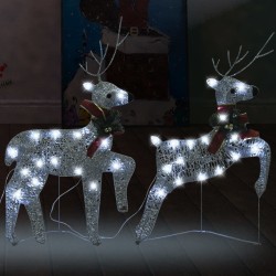 vidaXL Renos de Navidad 2 unidades 40 LED plateado