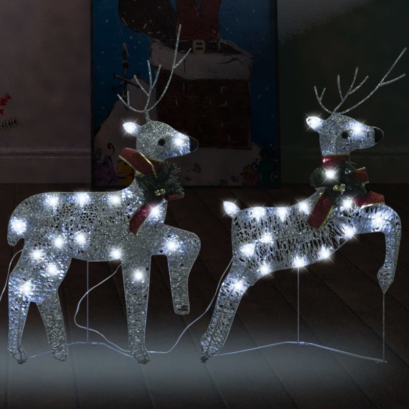 vidaXL Renos de Navidad 2 unidades 40 LED plateado vidaXL Renos de Navidad 2 unidades 40 LED plateado