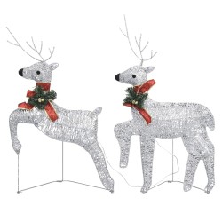 vidaXL Renos de Navidad 2 unidades 40 LED plateado