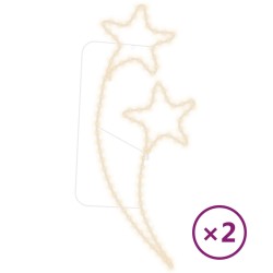 vidaXL Tira de luces de estrella 2 uds blanco cálido 125,5x53x4,5 cm