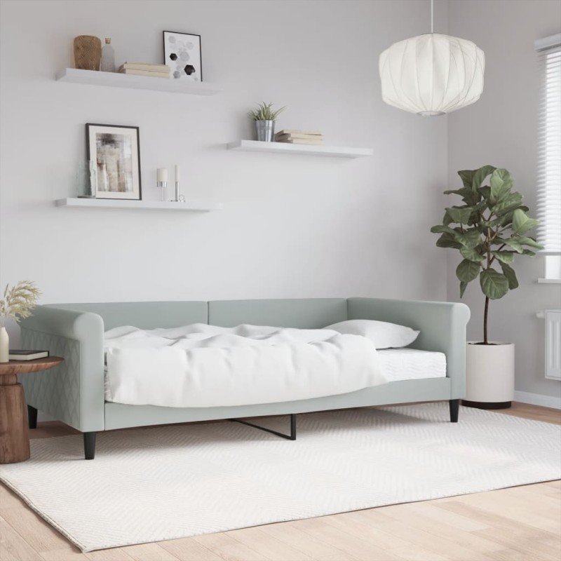 vidaXL Sofá cama con colchón terciopelo gris claro 100x200 cm