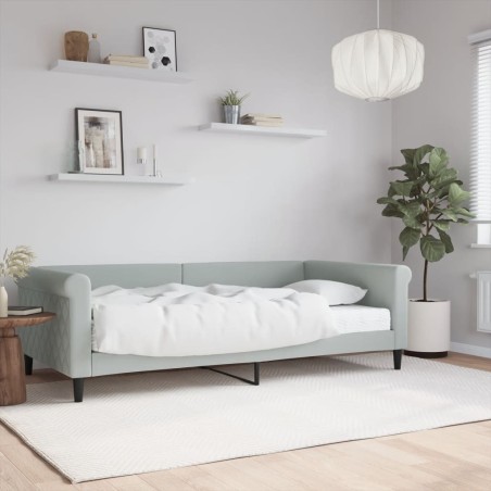 vidaXL Sofá cama con colchón terciopelo gris claro 100x200 cm