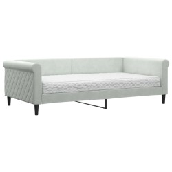 vidaXL Sofá cama con colchón terciopelo gris claro 100x200 cm