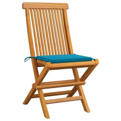 vidaXL Sillas de jardín 6 uds con cojines azules madera de teca