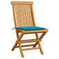 vidaXL Sillas de jardín 6 uds con cojines azules madera de teca