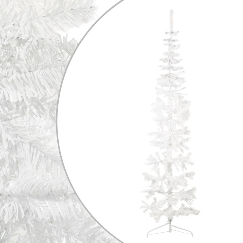 vidaXL Medio árbol de Navidad artificial con soporte blanco 210 cm vidaXL Medio árbol de Navidad artificial con soporte blanco 210 cm