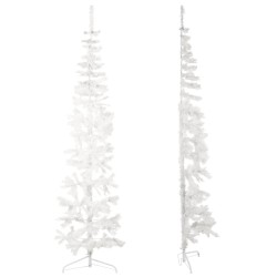 vidaXL Medio árbol de Navidad artificial con soporte blanco 210 cm