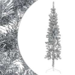 vidaXL Medio árbol de Navidad artificial con soporte plateado 180 cm