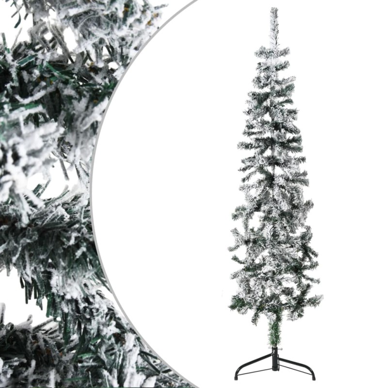 vidaXL Mitad árbol Navidad artificial estrecho con nieve 120 cm vidaXL Mitad árbol Navidad artificial estrecho con nieve 120 cm