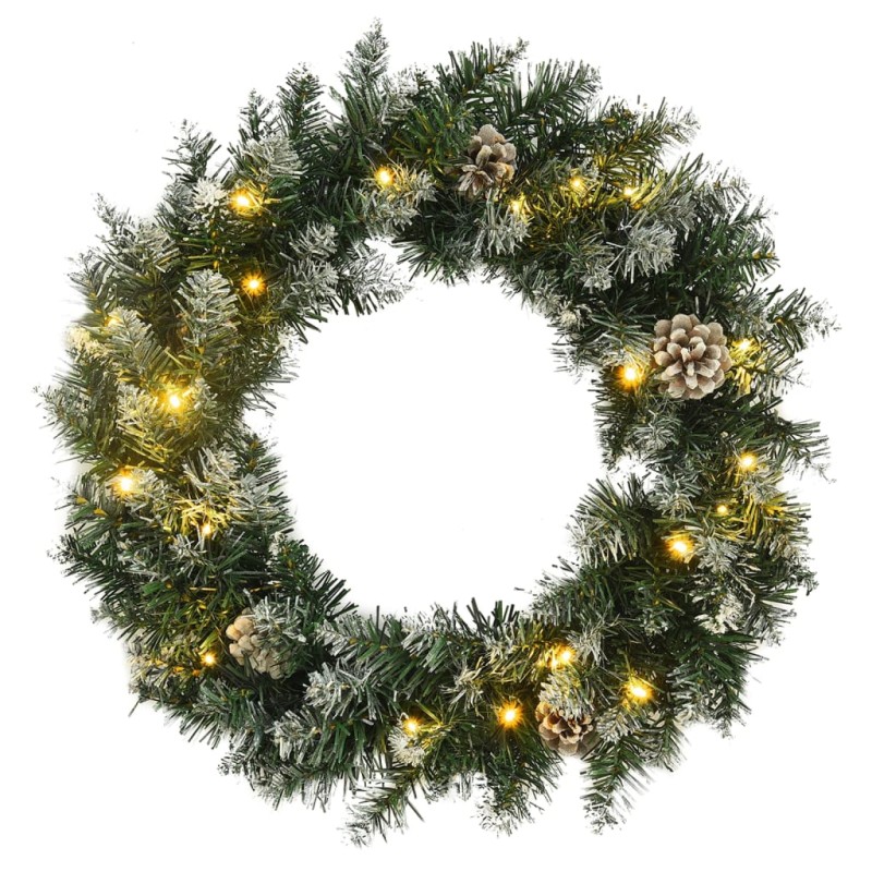 vidaXL Corona de Navidad con luces LED PVC verde 45 cm vidaXL Corona de Navidad con luces LED PVC verde 45 cm