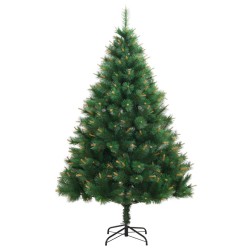 vidaXL Árbol de Navidad artificial con bisagras y soporte 180 cm
