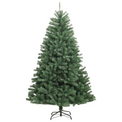 vidaXL Árbol de Navidad artificial con bisagras y soporte verde 120 cm