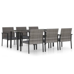 vidaXL Juego de comedor para jardín 7 piezas ratán sintético gris
