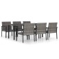 vidaXL Juego de comedor para jardín 7 piezas ratán sintético gris vidaXL Juego de comedor para jardín 7 piezas ratán sintético gris