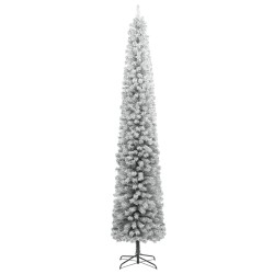 vidaXL Árbol Navidad estrecho con soporte y nieve artificial PVC 300cm