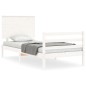 vidaXL Estructura de cama con cabecero madera maciza blanco 100x200 cm vidaXL Estructura de cama con cabecero madera maciza blanco 100x200 cm
