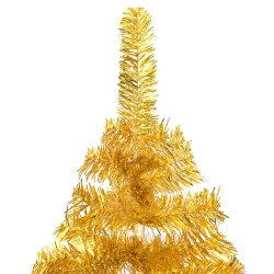vidaXL Árbol de Navidad preiluminado con luces y bolas dorado 120 cm