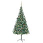 vidaXL Árbol de Navidad helado con luces, bolas y piñas 210 cm vidaXL Árbol de Navidad helado con luces, bolas y piñas 210 cm