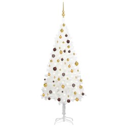 vidaXL Árbol de Navidad preiluminado con luces y bolas blanco 180 cm