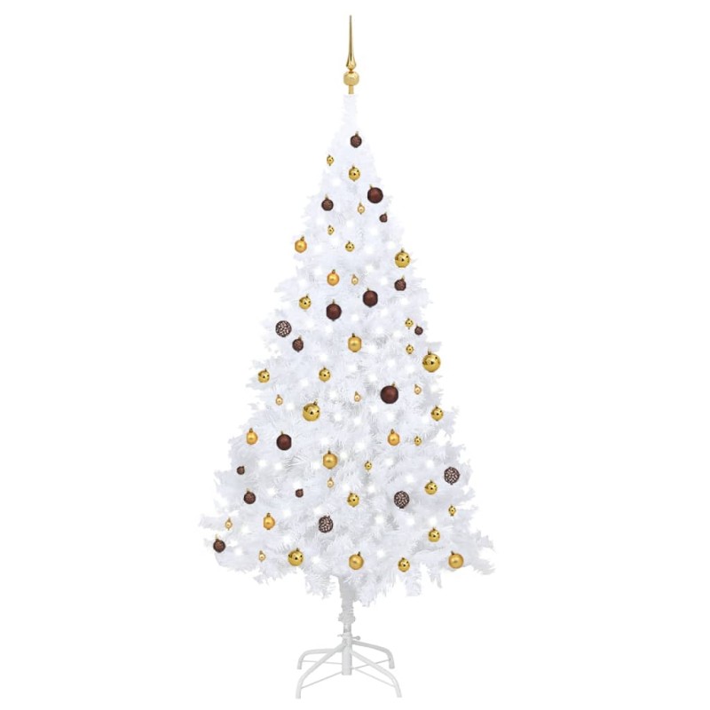 vidaXL Árbol de Navidad preiluminado con luces y bolas blanco 240 cm vidaXL Árbol de Navidad preiluminado con luces y bolas blanco 240 cm