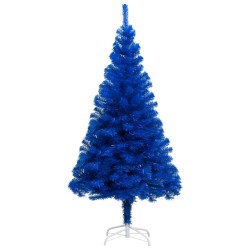 vidaXL Árbol de Navidad preiluminado con luces y bolas azul 240 cm
