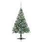 vidaXL Árbol de navidad glaseado con LEDs, bolas y piñas 150 cm vidaXL Árbol de navidad glaseado con LEDs, bolas y piñas 150 cm