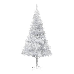 vidaXL Árbol de Navidad preiluminado con luces y bolas plateado 210 cm