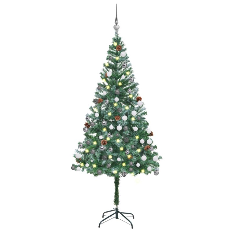 vidaXL Árbol de Navidad helado con luces, bolas y piñas 180 cm vidaXL Árbol de Navidad helado con luces, bolas y piñas 180 cm