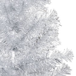 vidaXL Árbol de Navidad preiluminado con luces y bolas plateado 240 cm