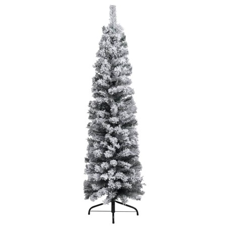 vidaXL Árbol de Navidad delgado con nieve PVC verde 180 cm