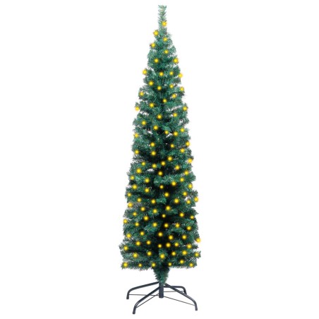 vidaXL Árbol de Navidad artificial Delgado LEDs y soporte verde 120 cm