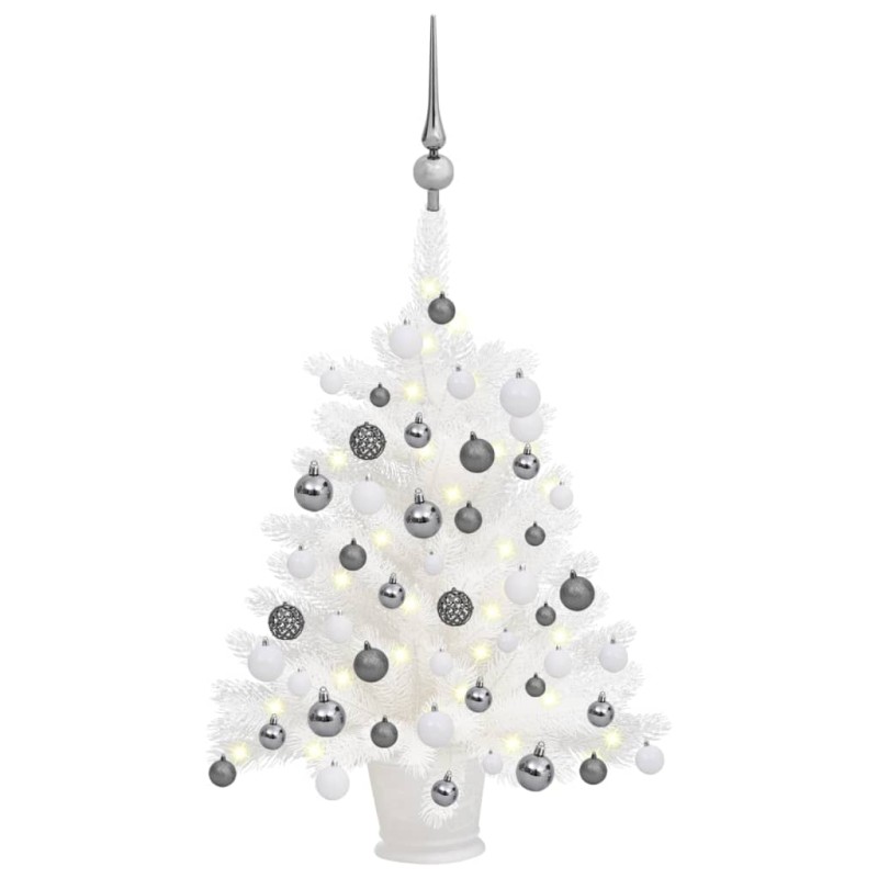 vidaXL Árbol de Navidad preiluminado con luces y bolas blanco 65 cm vidaXL Árbol de Navidad preiluminado con luces y bolas blanco 65 cm