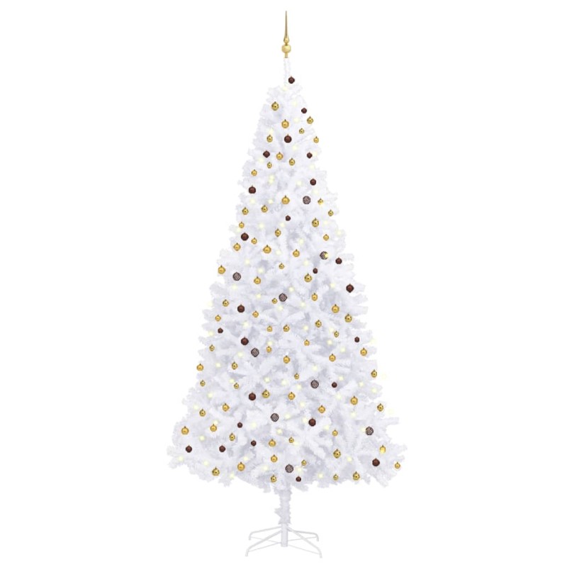 vidaXL Árbol de Navidad preiluminado con luces y bolas blanco 300 cm vidaXL Árbol de Navidad preiluminado con luces y bolas blanco 300 cm
