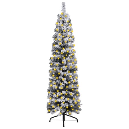 vidaXL Árbol de Navidad delgado con nieve PVC verde 120 cm