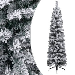 vidaXL Árbol de Navidad delgado con nieve PVC verde 120 cm