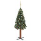 vidaXL Árbol de Navidad delgado con luces y bolas verde 150 cm vidaXL Árbol de Navidad delgado con luces y bolas verde 150 cm