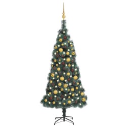 vidaXL Árbol de Navidad artificial con LEDs y bolas PVC verde 150 cm