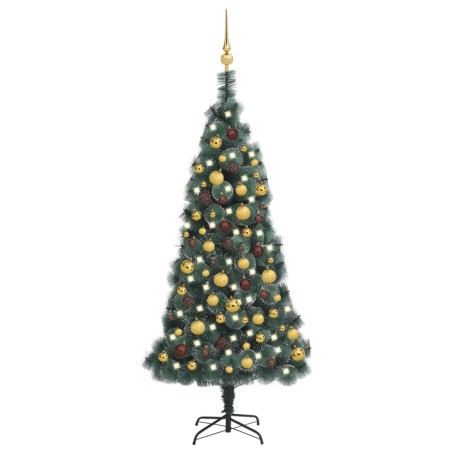 vidaXL Árbol de Navidad artificial con LEDs y bolas PVC verde 150 cm