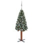 vidaXL Árbol de Navidad delgado con luces y bolas verde 150 cm vidaXL Árbol de Navidad delgado con luces y bolas verde 150 cm
